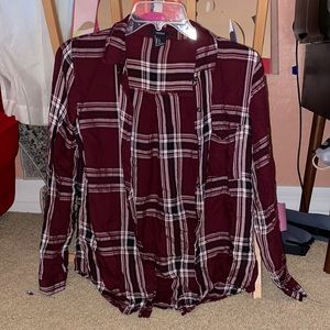 Maroon plaid button up flannel